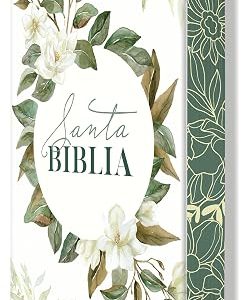 BIBLIA RVR 1960 LETRA GRANDE TAMA&Ntilde;O MANUAL, TAPA DURA CON FLORES BLANCAS Y CANTOS PINTADOS